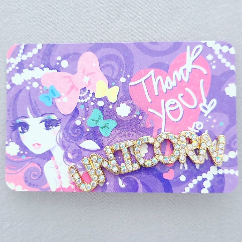 UNICORN pastel rainbow ab rhinestone pin